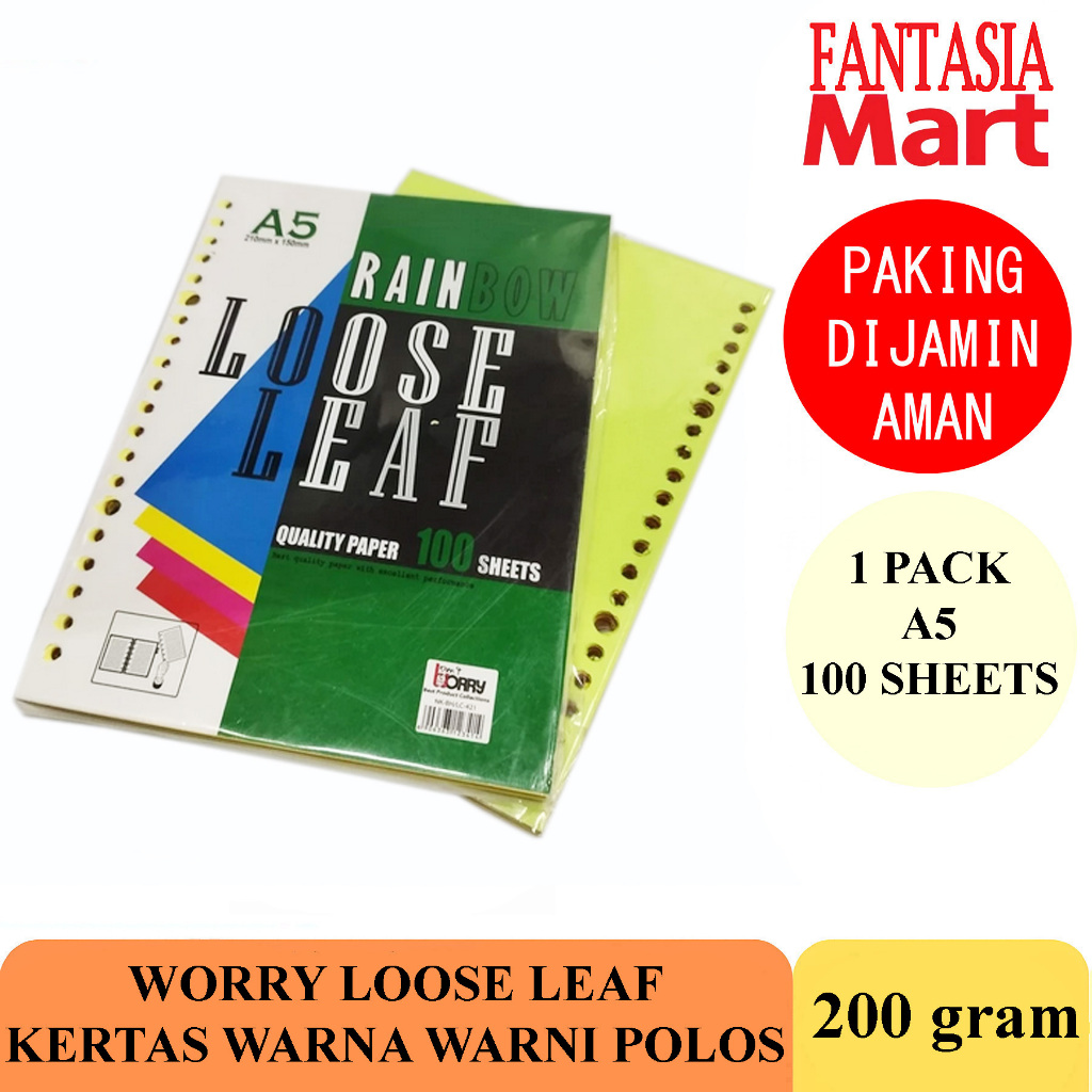 

WORRY LOOSE LEAF A5 KERTAS POLOS WARNA WARNI FANTASIA DENGAN PAKING AMAN