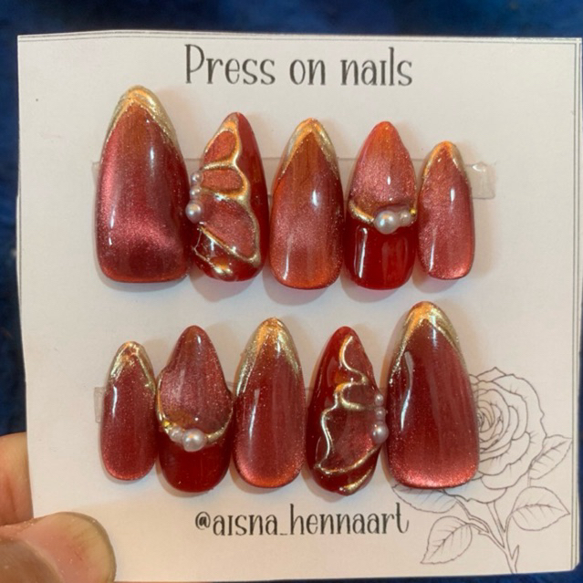 kuku palsu Wedding butterfly kekinian elegan mewah dan murah | kuku palsu kerja | kuku palsu hunting