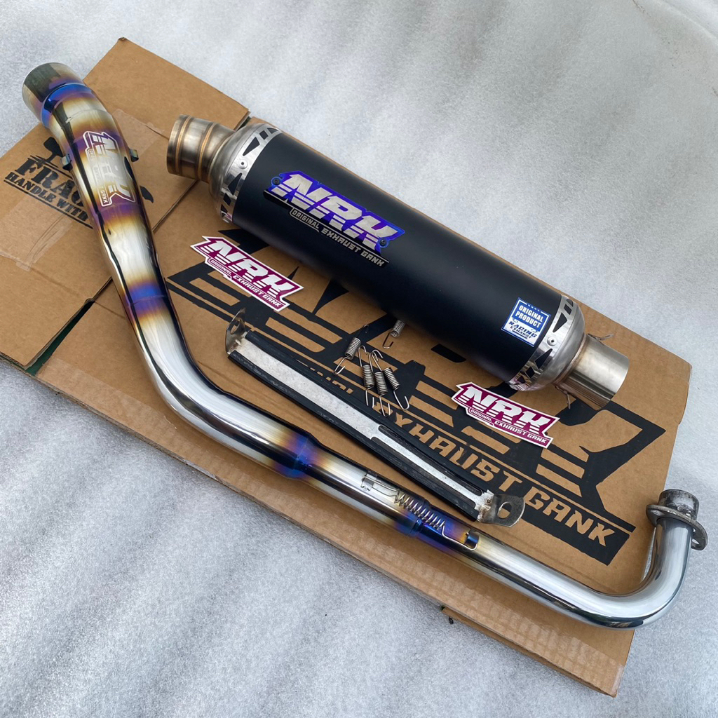 bulat jenong kenalpot origina nrk exhaust leher titanium kolong road race inlet 50mm cocok untuk mot
