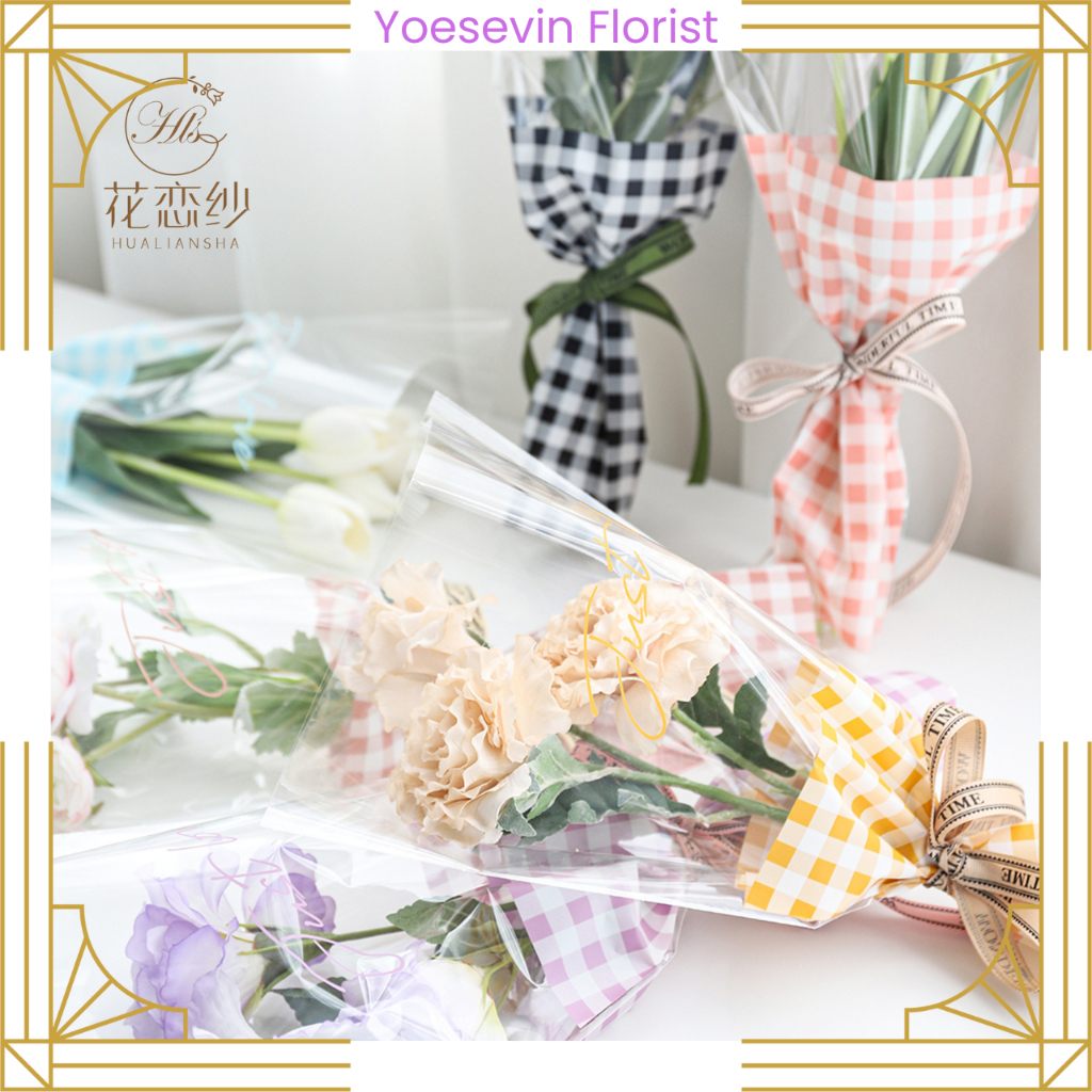 

SF05 Single Rose Wrapping Plastik Mini Buket Mawar Packing Satuan 1 Tangkai
