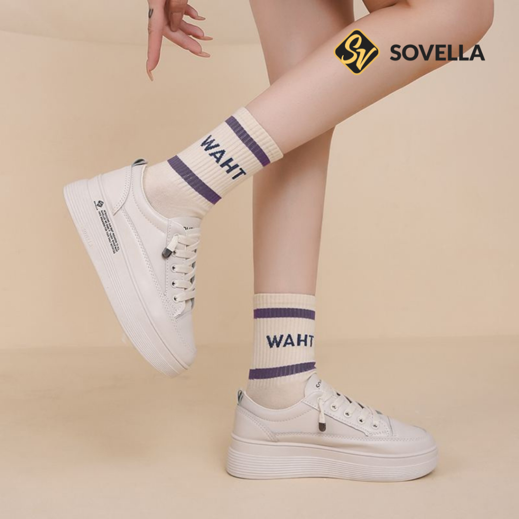 Terlaris Sovella Alexa Sepatu Sneakers Olahraga Sport Kets Putih Hitam Wanita