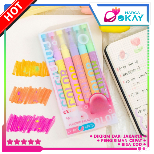 

HO Highlighter Pastel 2 Sisi Isi 6pcs 12 Warna Spidol Pen Marker Ujung 2 Tip Serbaguna Stabilo Penanda Teks Set Alat Tulis Sekolah