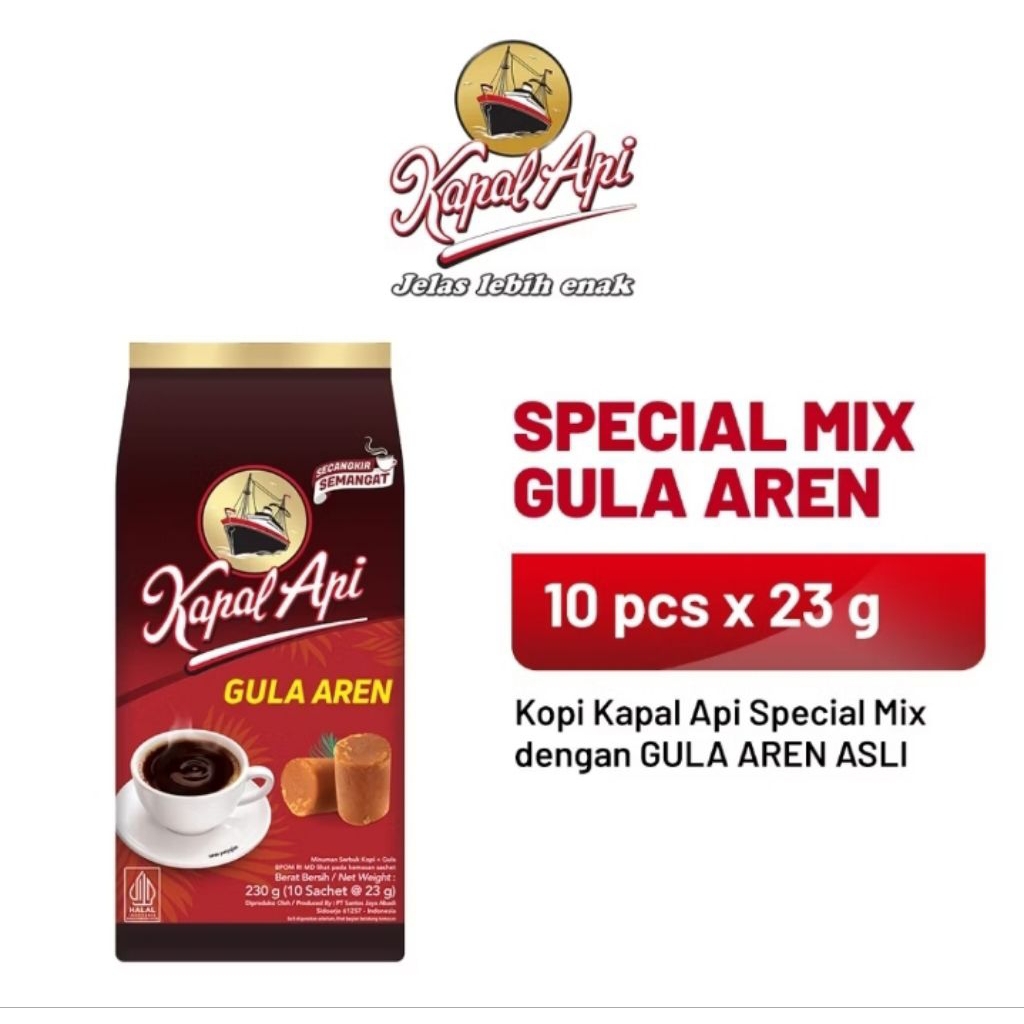 

Kapal api gula aren 1 renceng = 10 pcs x 23gr