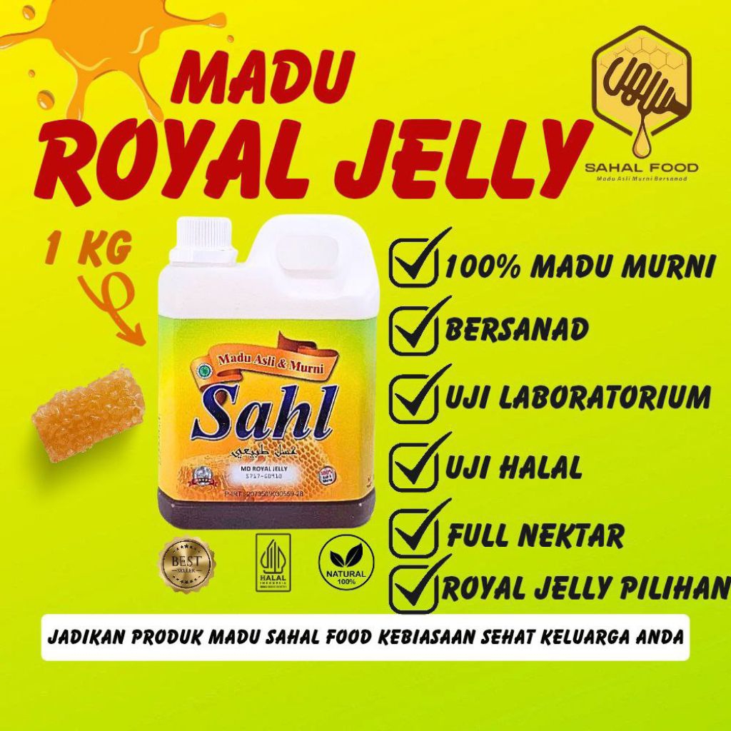 

MADU FULL NEKTAR,MADU ROYAL JELLY 100% ASLI&MURNI TANPA CAMPURAN,LEBAH APIS MELLIFERA,SAHL