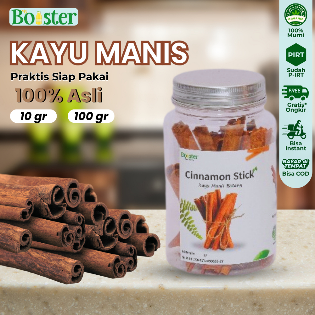 

MYBOOSTER KAYU MANIS BATANG PREMIUM CINNAMON STICK 10GR 100GR BUMBU MASAK REMPAH KAYU MANIS STICK
