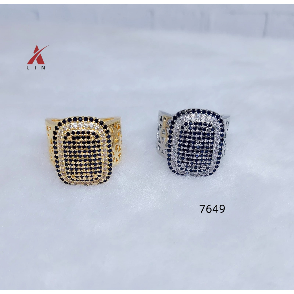 LIN Jewelry Cincin Lapis Emas Mata Hitam Anti Luntur Perhiasan Dewasa 7649