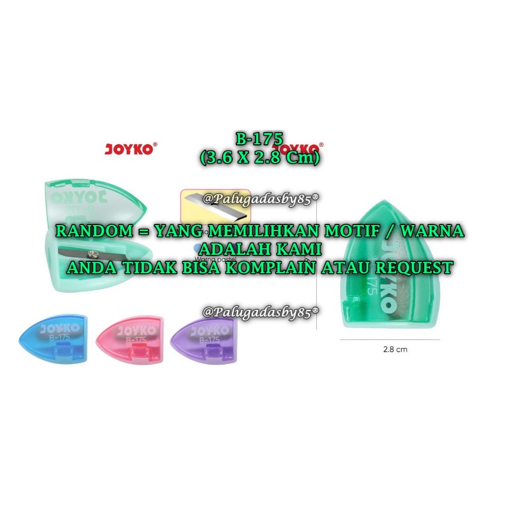 

(1 Biji) GROSIR Rautan Tabung JOYKO B-175 RANDOM / Rautan Serutan Sharpener Joyko B-175 (1 Biji)