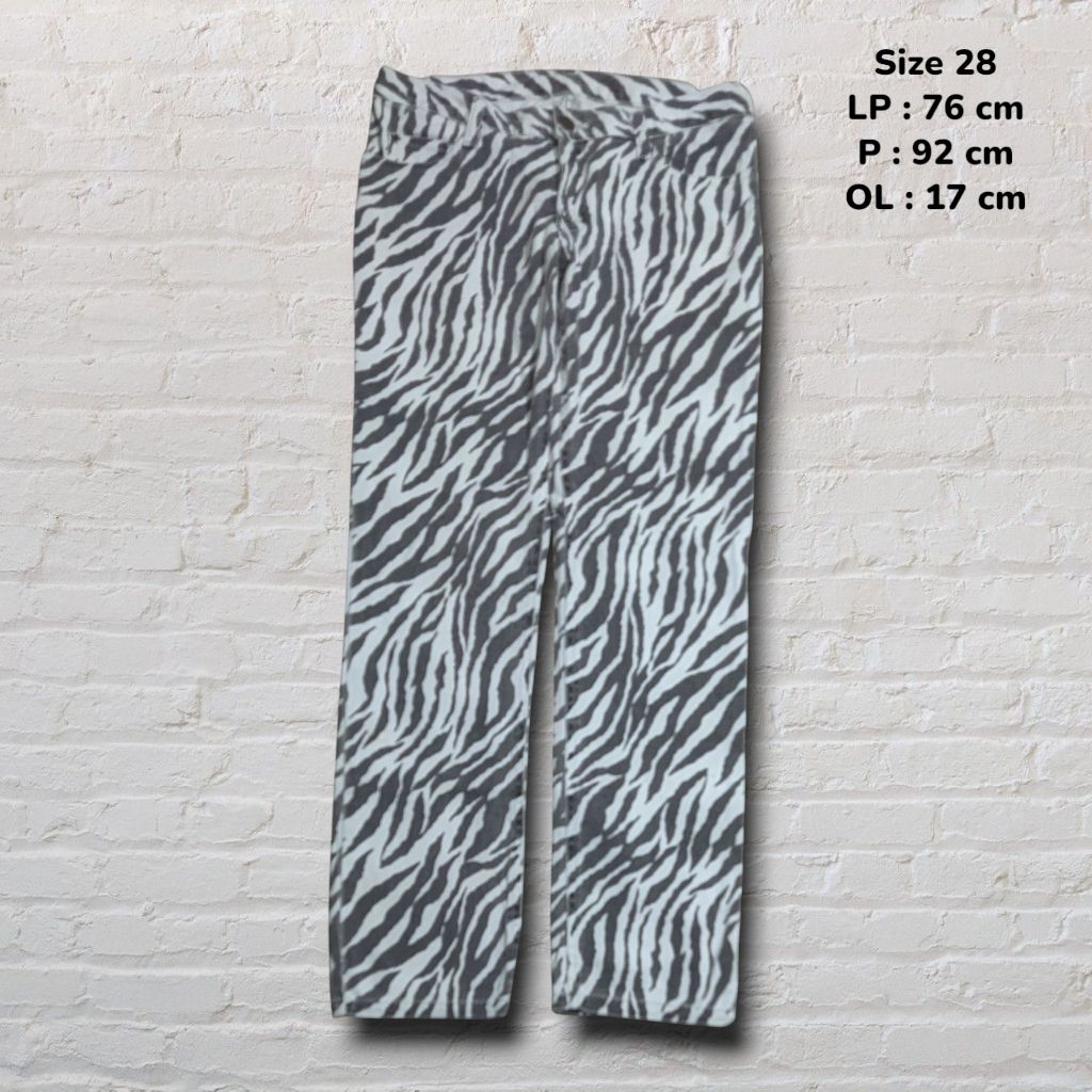 Size 28 Celana Panjang Longpants Jeans Rarara Loreng Zebra Slim fit Original Second Preloved #CJ938