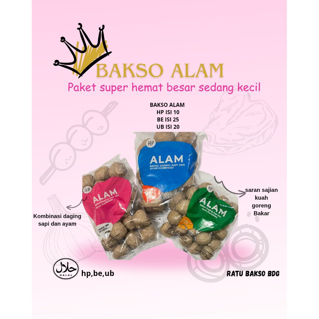 

paket bakso alam super hemat besar sedang kecil