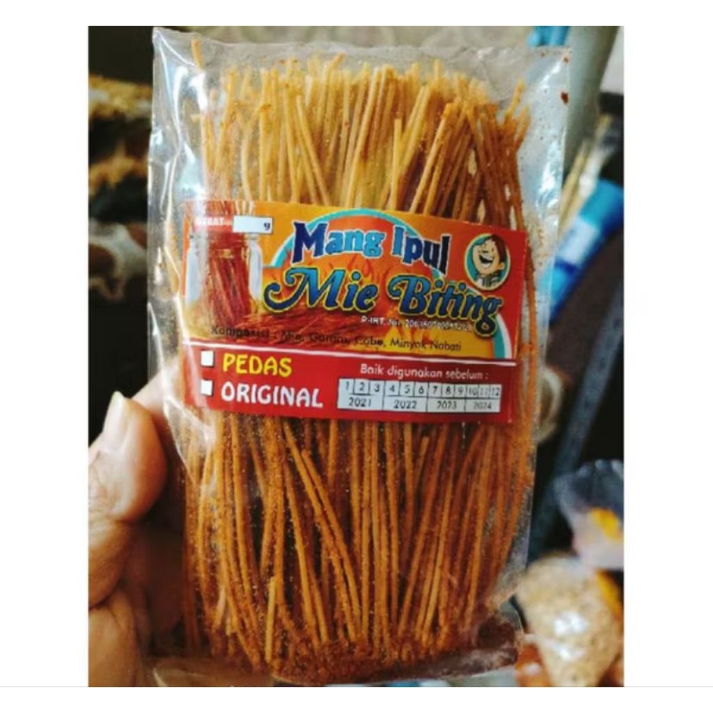 

Mie Biting Mang Ipul Pedas 1 Pack Isi 10pcs | Camilan Kering Renyah Nagih