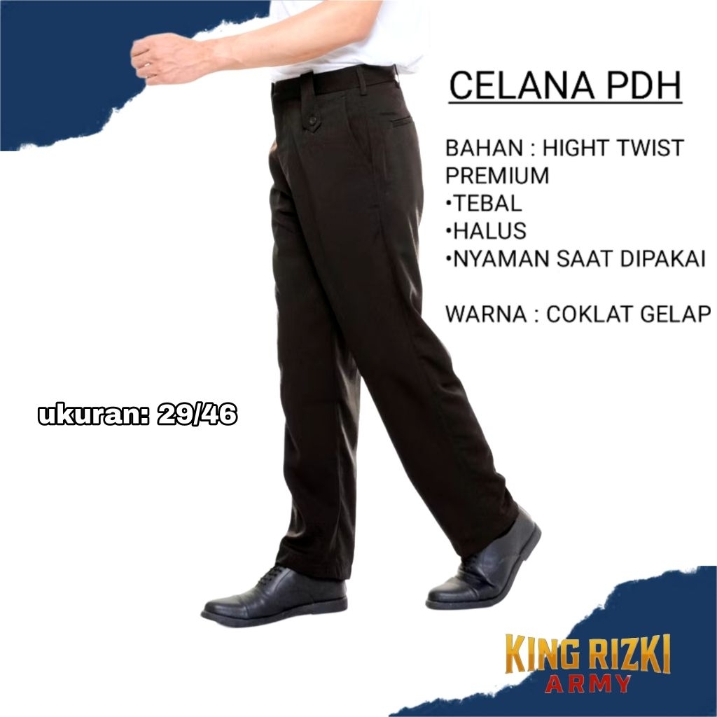 Celana PDH & PDL Coklat Gelap – Seragam POLRI & Satpam Bahan American Drill Tebal