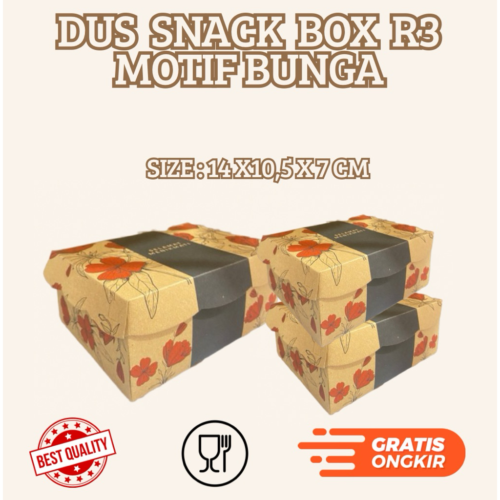 

Selamat Menikmat R3BA Motif Bunga Kotak Snack Box 14 x 10,5 x 6,5 cm