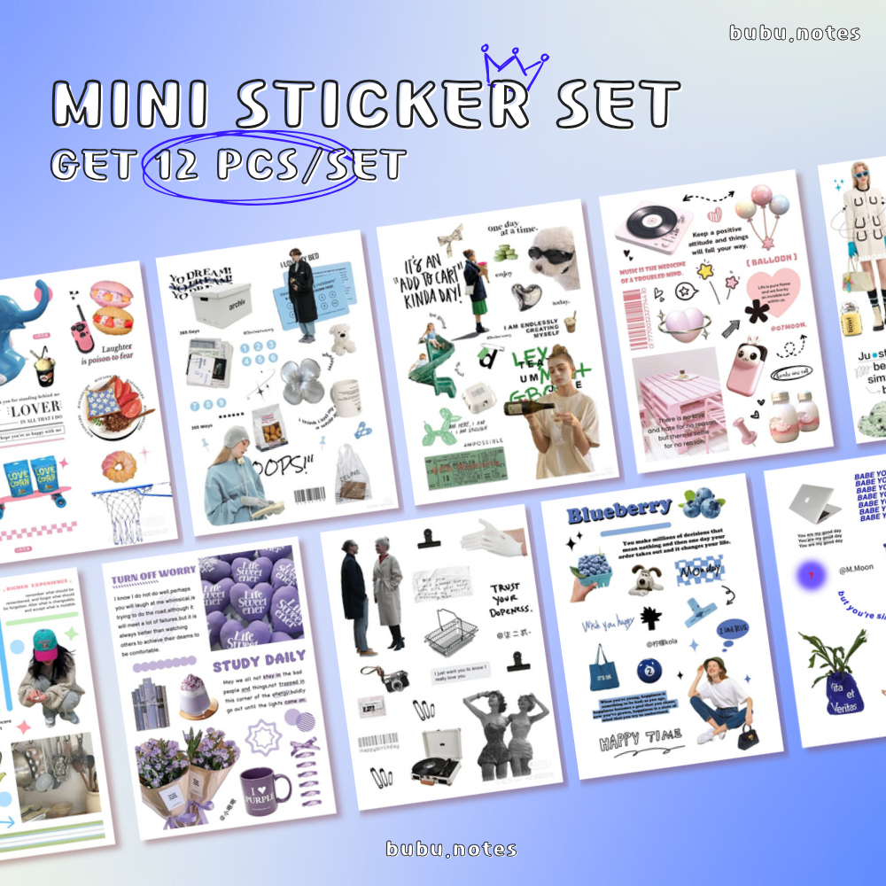 

(12 PCS) MINI STICKER SET ALA PINTERE$ DECO AESTHETIC JOURNAL SCRAPBOOK