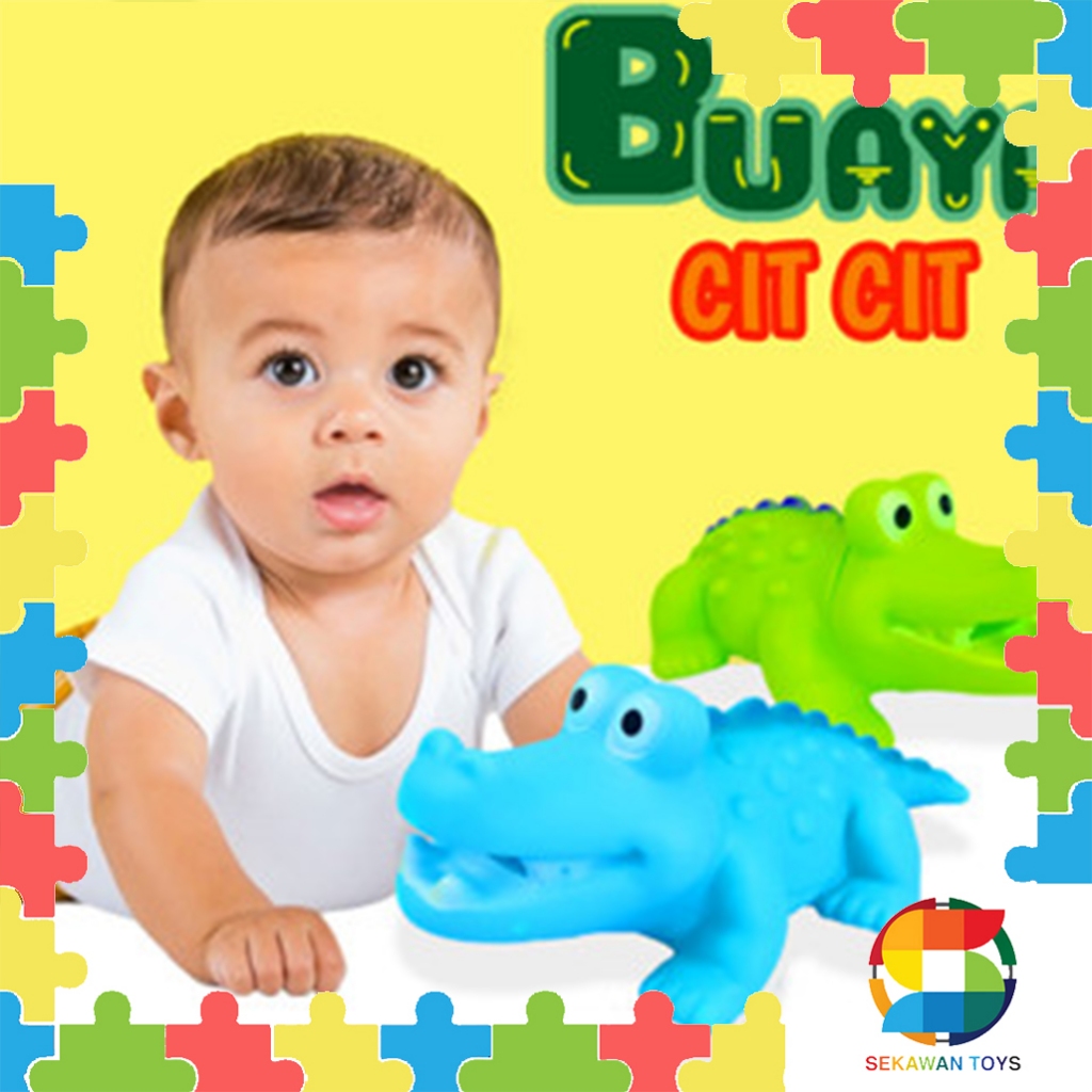 Mainan Anak Buaya Karet Cit Cit/ Mainan Bayi Buaya Karet 849