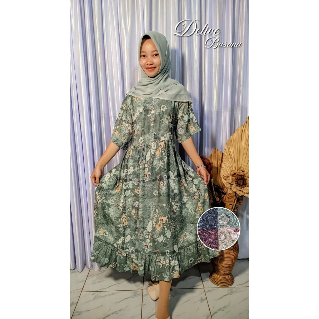 Dress Rayon motif bunga//Dress rayon motif//Homey Dress rayon