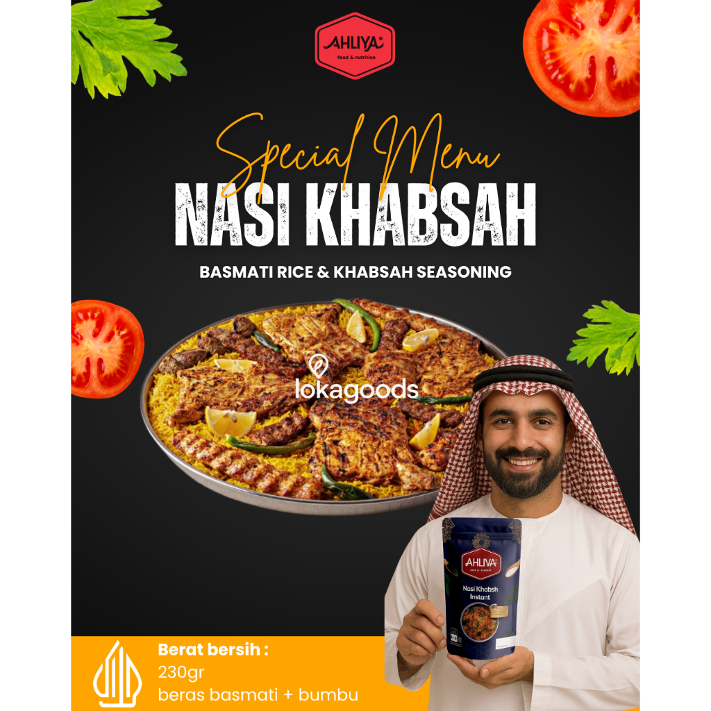 

AHLIYA NASI KHABSAH/ PAKET BERAS BASMATI PLUS BUMBU NASI KHABSAH/ NASI KHABSAH INSTAN