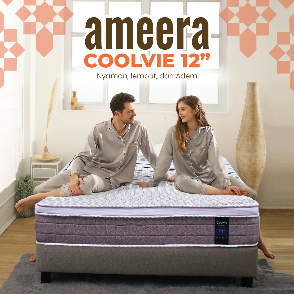 KASUR SPRING BED AMEERA COOLVIE PLUSH TOP 12' UKURAN 120X200