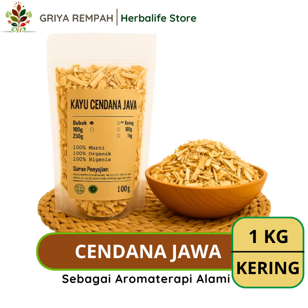 

KAYU CENDANA JAWA KERING 1 KG Rempah Herbal Lokal Simplisia Aromaterapi Tradisional untuk Kesehatan, Meditasi & Ramuan Jamu Alami Santalum Album