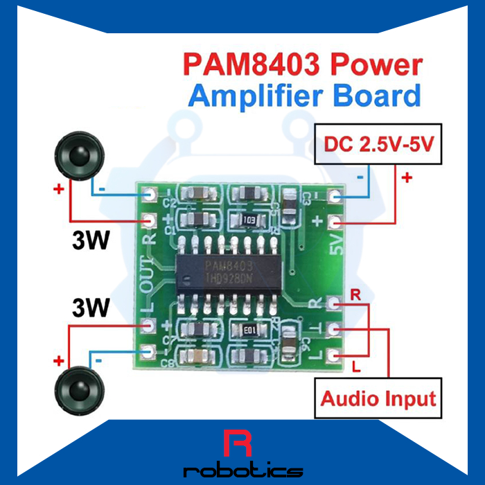 PAM8403 Mini Digital Audio Amplifier Class D 2 x 3W 5V DC / Micro PAM8403 5V Audio Amplifier PAM 840