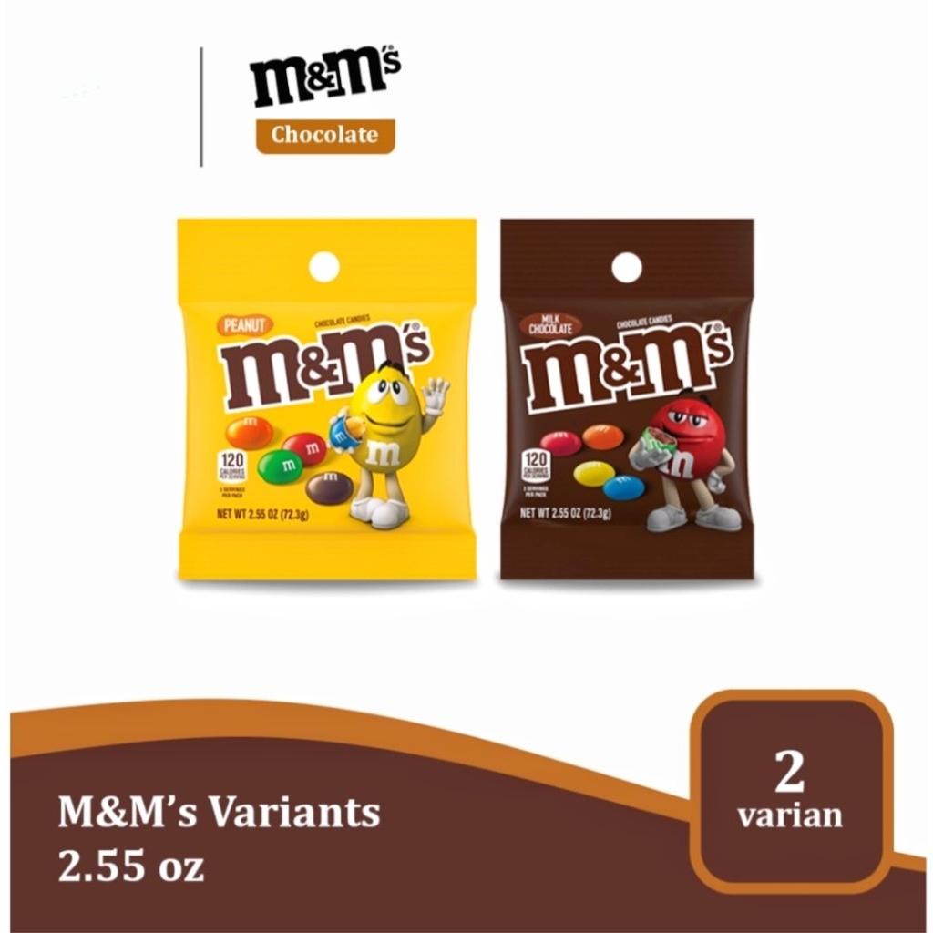 

M&M CHOCOLATE 2.55 OZ CANDIES MADE IN USA 72.3GR