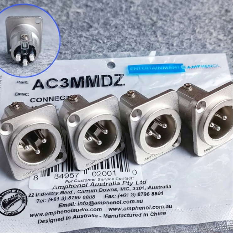 Amphenol AC3MMDZ Soket XLR Male Chassis Mount Body Kanon Cowok 3 Pin Original 100% Original /Sasis X