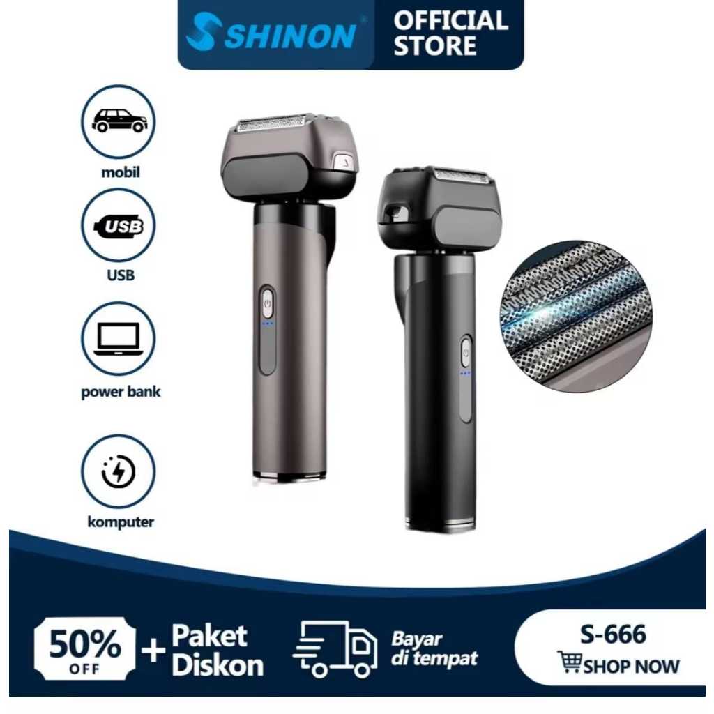 SHINON 666 Shaver Trimmer Kumis Jenggot Pria / Mesin Cukur Portable / Alat Cukur Rambut Elektrik / A