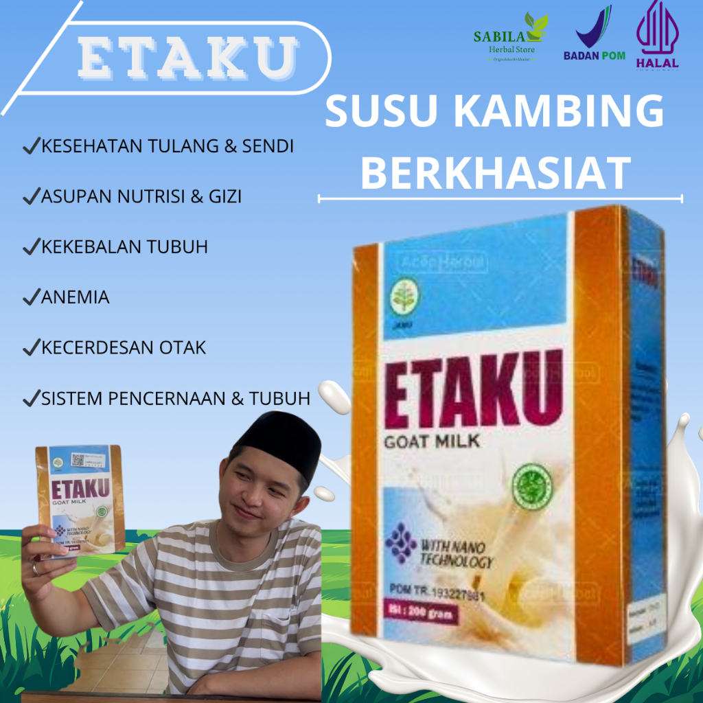 

Etaku Goat Milk Susu Kambing Etawa Bubuk Peninngi Badan Pembersih Paru-Paru Patah Tulang Nyeri sendi Asam Lambung Walatra Etaku Goat Milk Asli BPOM