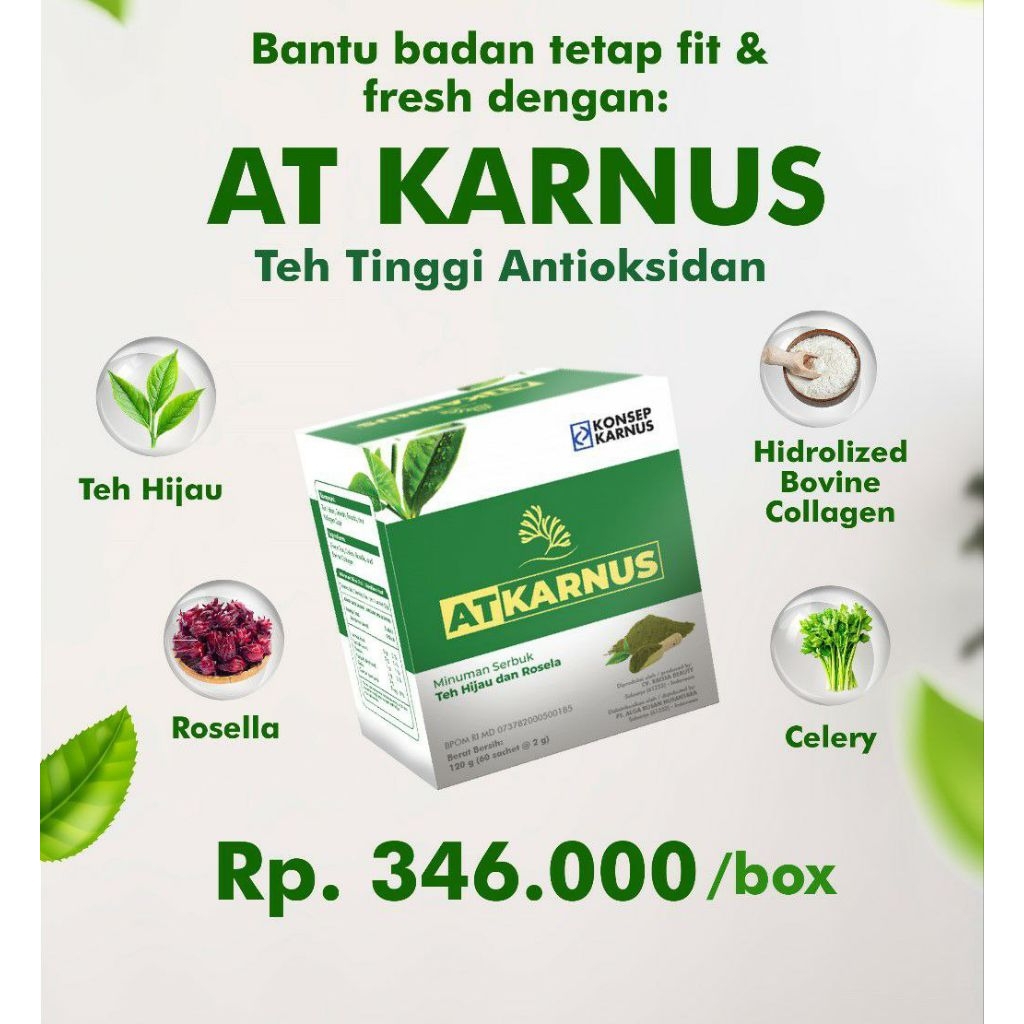 

Algatea AT KARNUS 1 Sachet - Teh Herbal Antioksidan | Teh Hijau & Rosela + Kolagen - Alga Tea