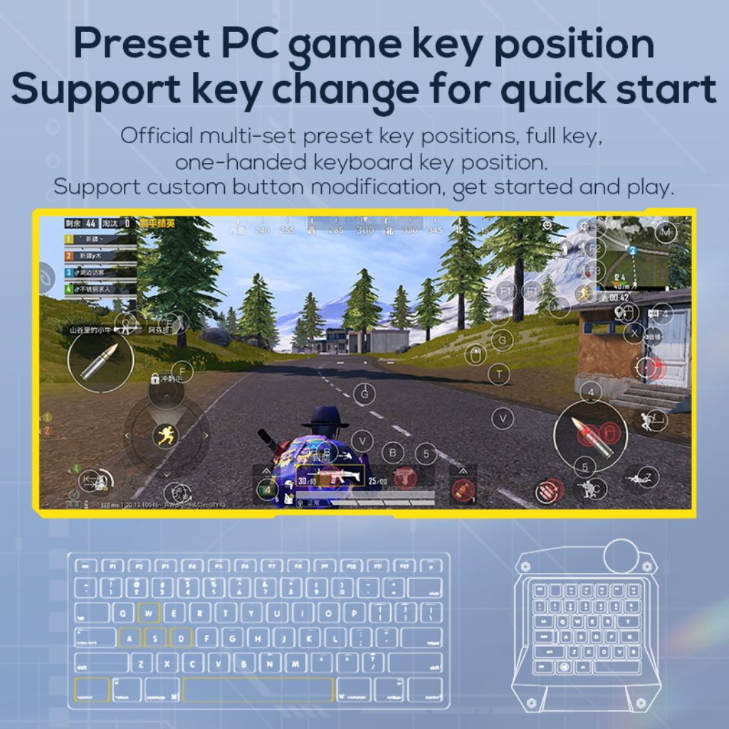 Memo ZH01 OTG keyboard Gaming dan mos coverter fulset