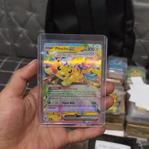 ( Habis ) Kartu Pokemon ID Pikachu Terastal EX - Kilat Rasi Sv8s 055/182 RR