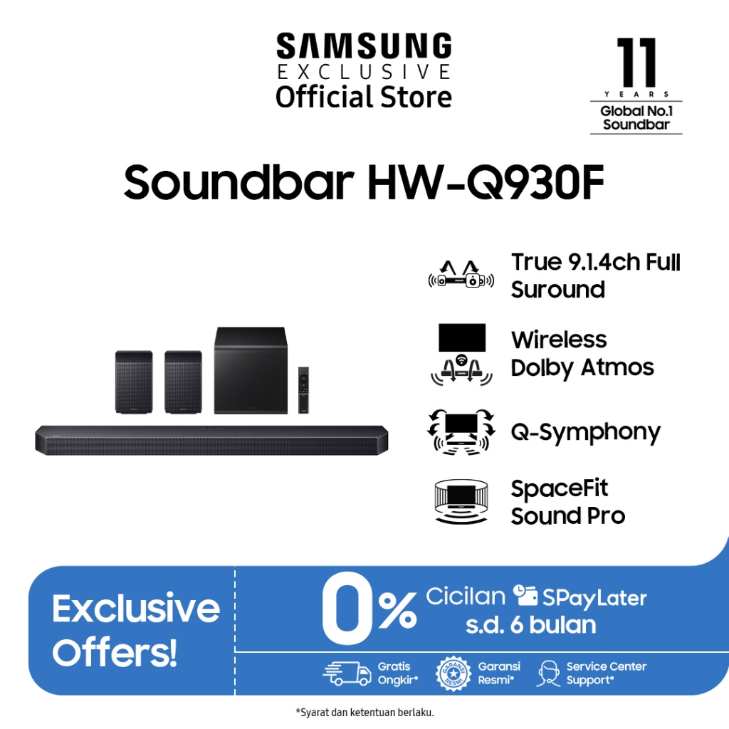 Samsung Soundbar True 9.1.4ch | Wireless Dolby Atmos | SpaceFit Sound Pro | HW-Q930F