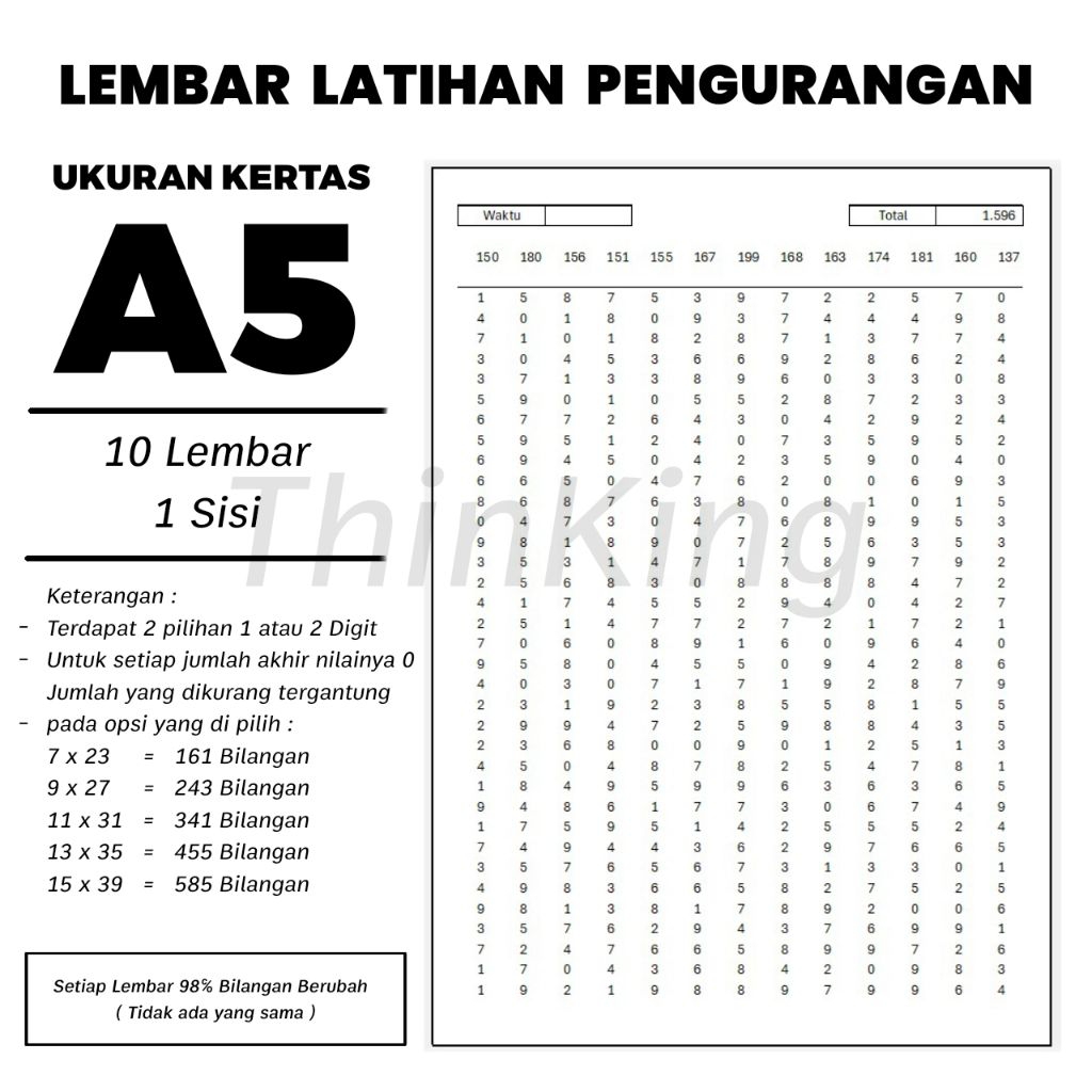 

Latihan Matematika Pengurangan