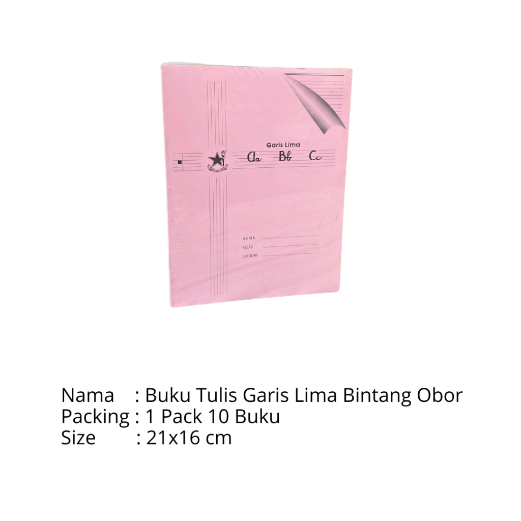

Buku Tulis Garis Lima Bintang Obor ( 1 pack / 10 buku)