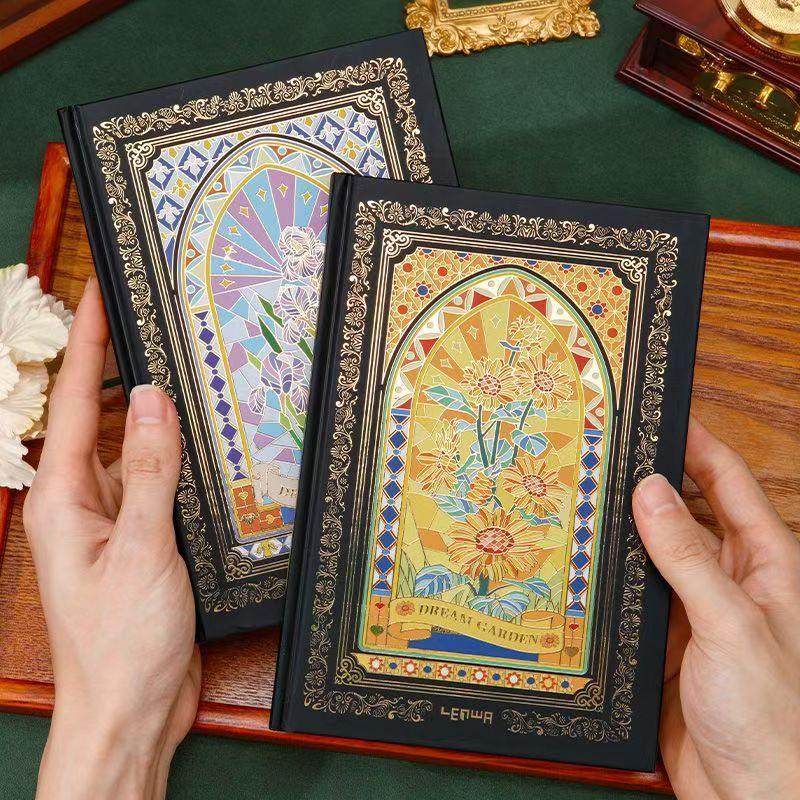 

Hot stamping hardcover European style high aesthetic notebook, hard shell art journal, notebook