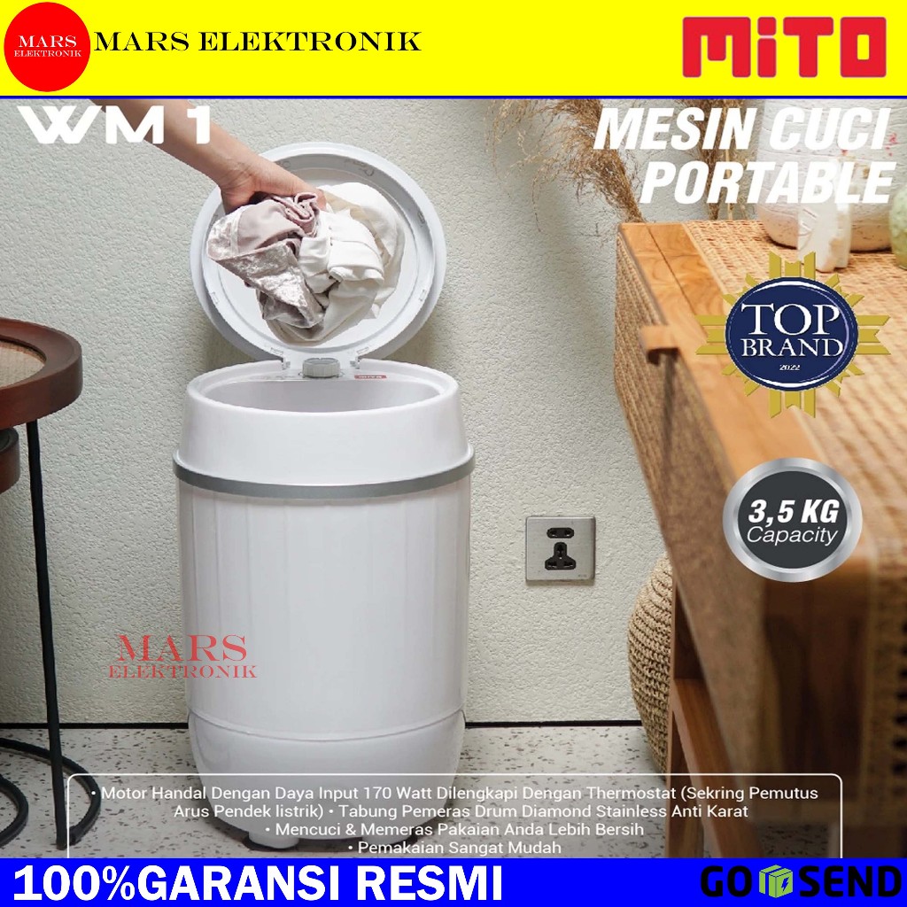 MESIN CUCI MITO WM1 3,5KG - MESIN CUCI PORTABLE MITO WM 1 - MESIN CUCI ANAK KOS - MITO WM 1 READY