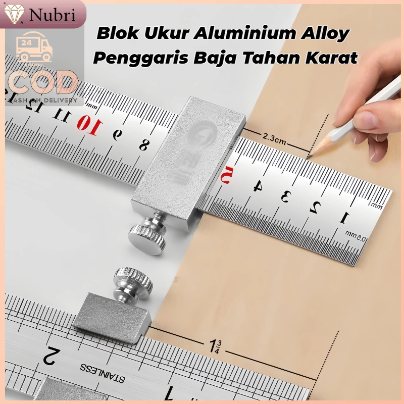 

Nubri COD Penggaris 30cm Stainless Steel dengan Blok Penanda & Anti Geser/Penggaris Stainless Steel Blok Penanda /Penggaris Stainless Steel Blok Penanda Khusus Tukang Kayu/Penggaris Stainless Steel Anti Geser & Posisi Tetap dengan Blok Penanda