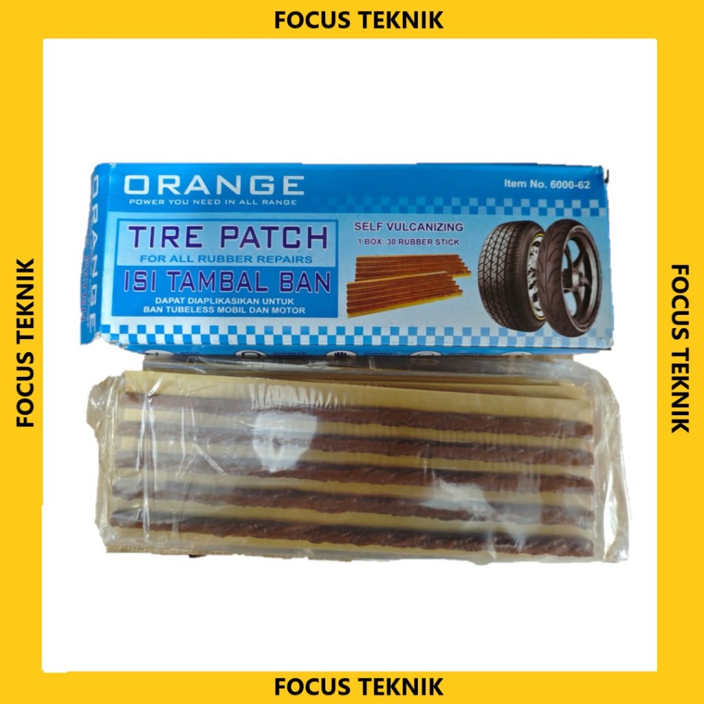 ORANGE Tire Patch – Solusi Cepat Perbaikan Ban Tubeless | 1 Box (6 Strip)