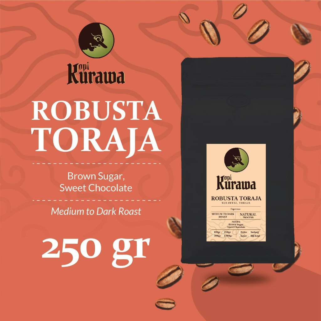 

Kopi Robusta Toraja Kalosi Sulawesi Coffee Roast Bean Biji Bubuk 250gr