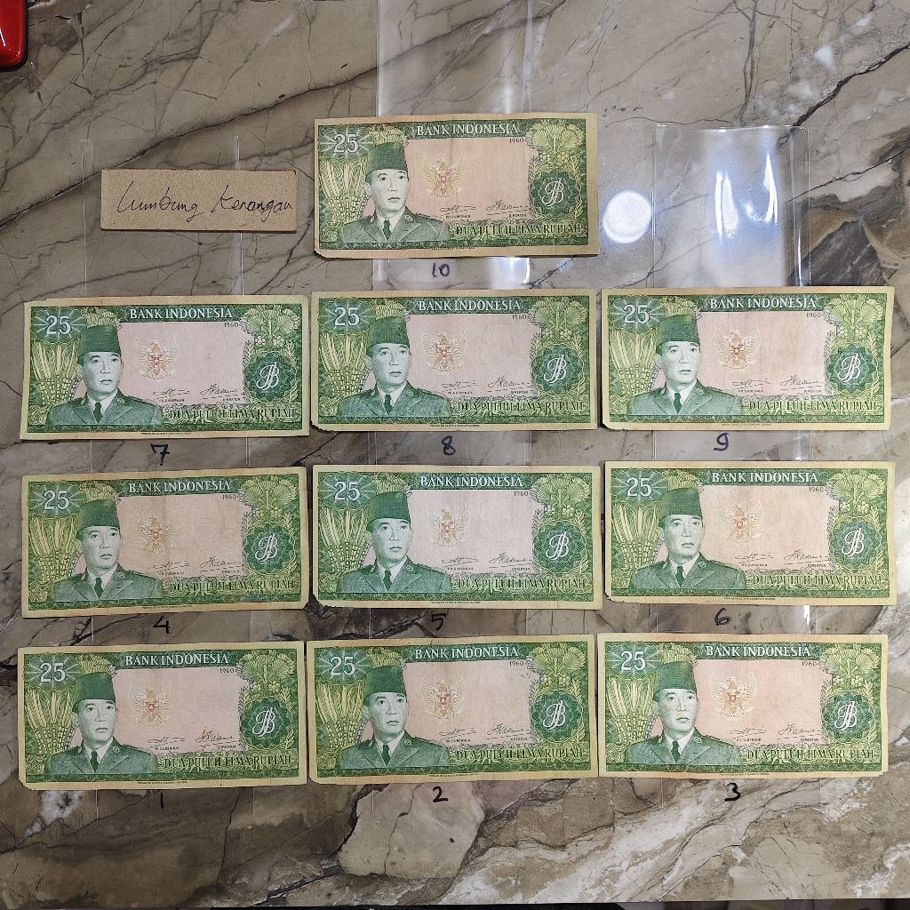 uang kuno 25 Rupiah Sukarno 1960