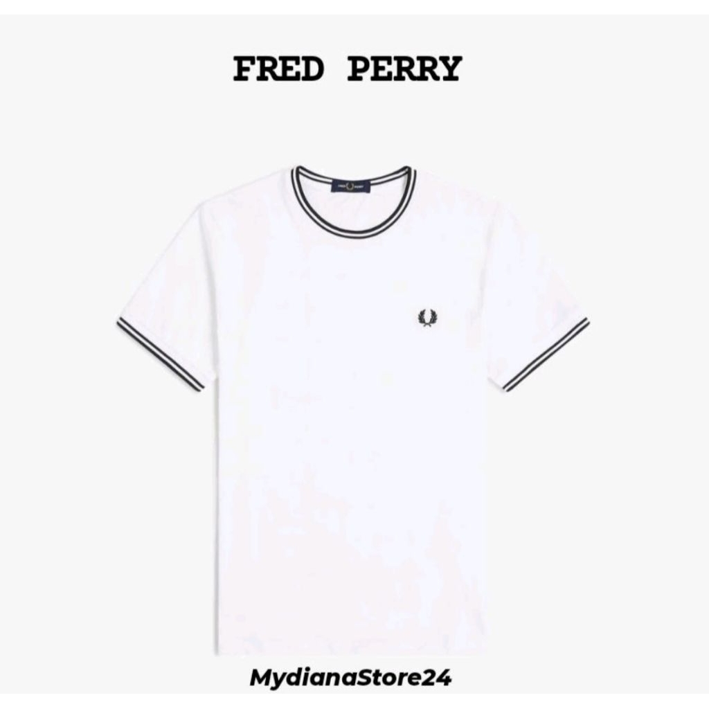 FRED PERRY - FRED PERRY TWIN TIPPED T-SHIRT - WHITE