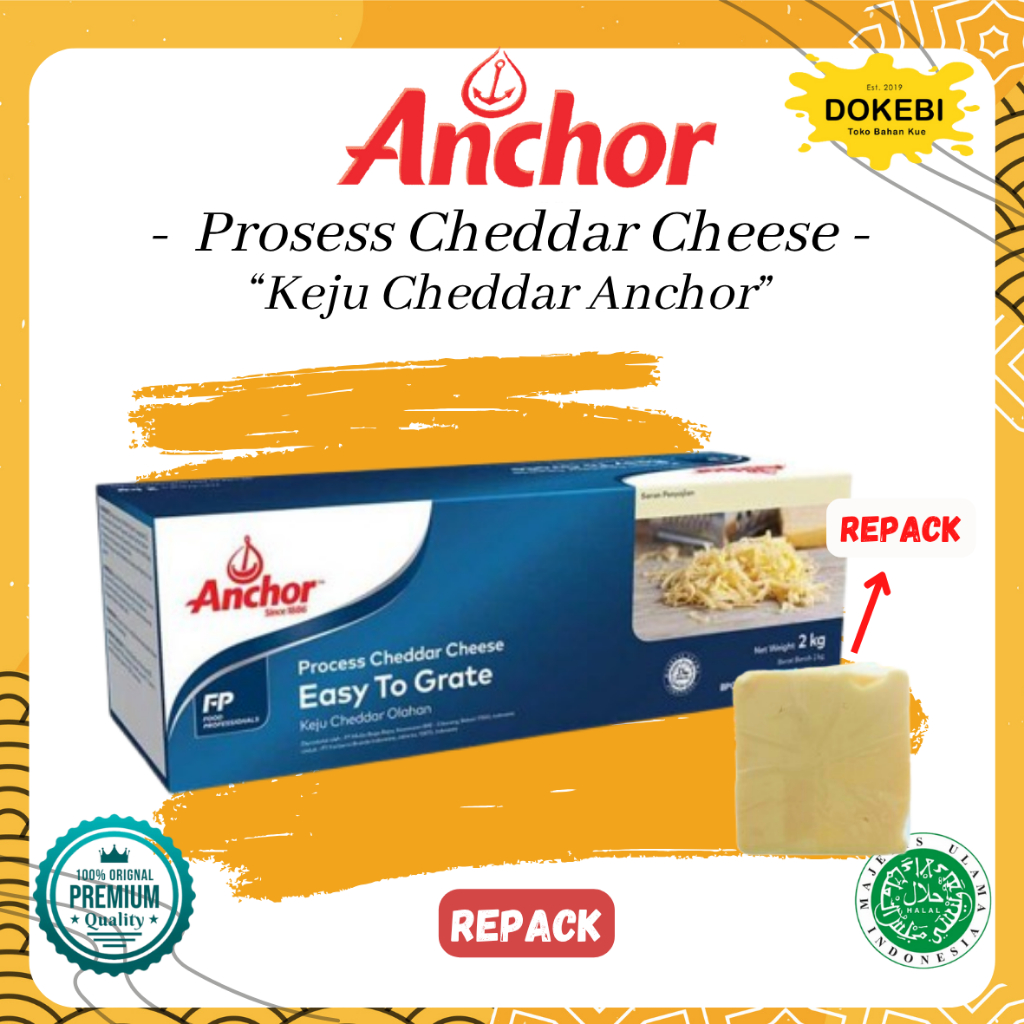 

Anchor Cheddar Cheese REPACK 250g / Keju Parut Cheddar Anchor / Easy to Grate Cheddar Cheese Etg