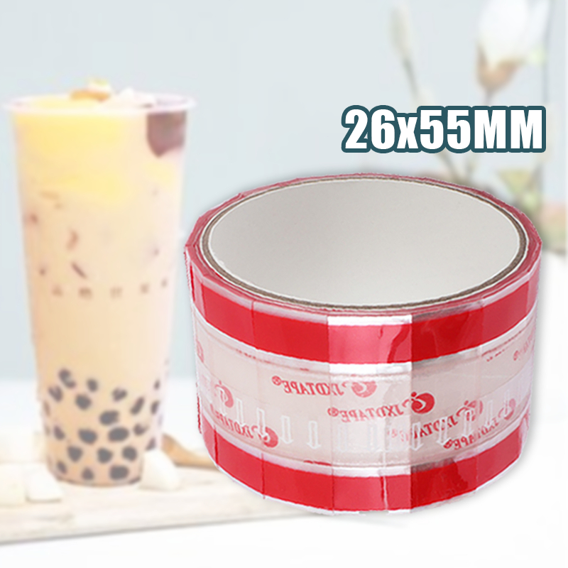 

460PCS 26*55mm Soft Drink Sealing Sticker Tape - Easy-Tear, Leak-Proof Takeaway Labels for Coffee, Beverages & To-Go Drinks