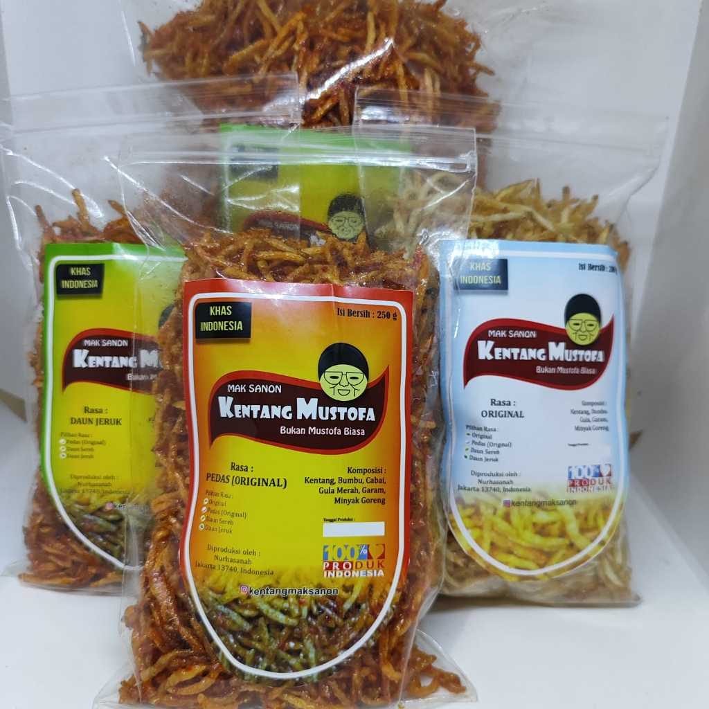 

Mak Sanon Paket Komplit Kentang Mustofa Keripik Singkong Makaroni Snack Cemilan Kriuk 200-250 Gran