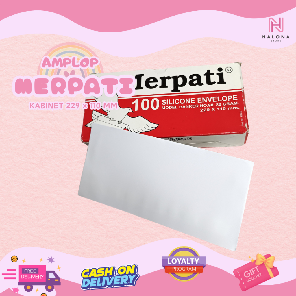 

Amplop Merpati Kabinet Besar / Amplop Merpati Perekat Panjang No. 90 / Amplop Merpati Banker no. 90/ Merpati Silicon Envelope no. 90 ukuran 229×110mm 80gram