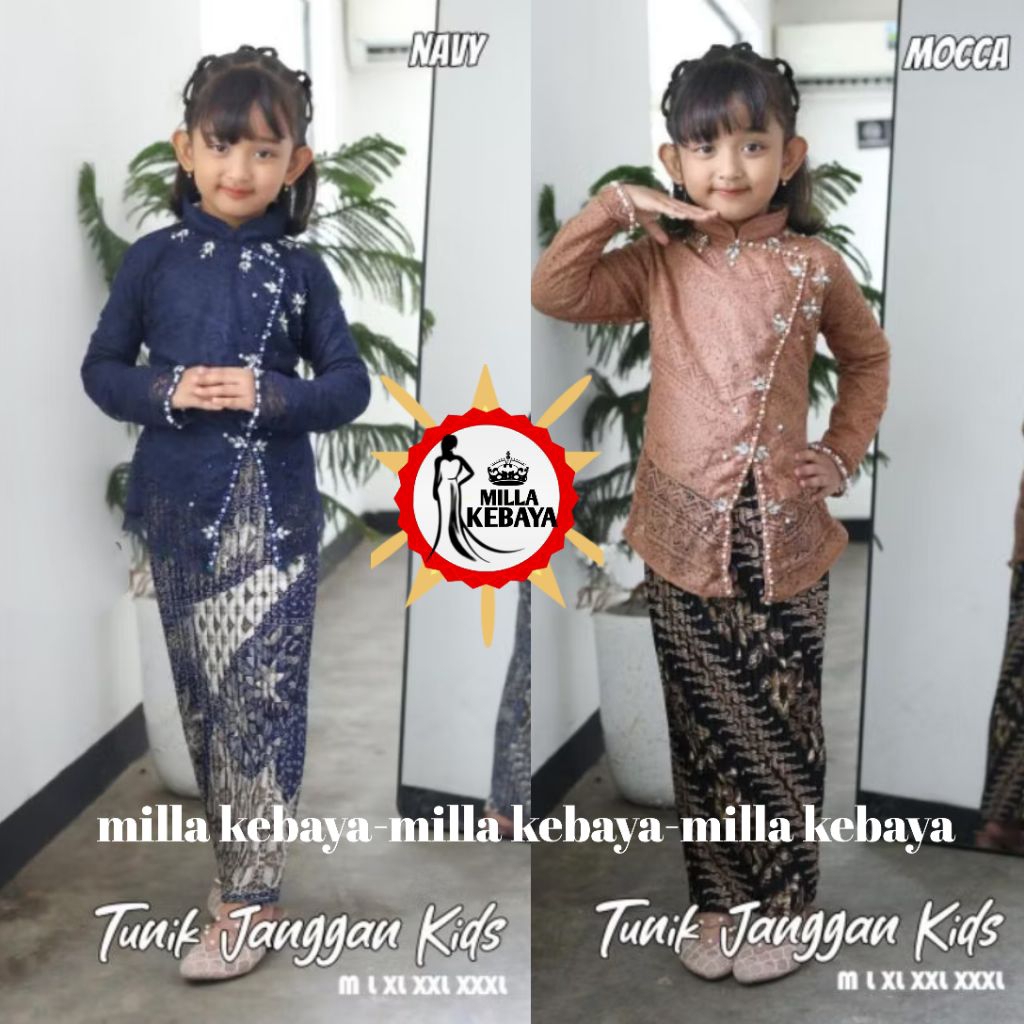 setelan kebaya tunik brokat anak umur 4-11 tahun/stelan kebaya janggan modern/setelan kebaya anak pe