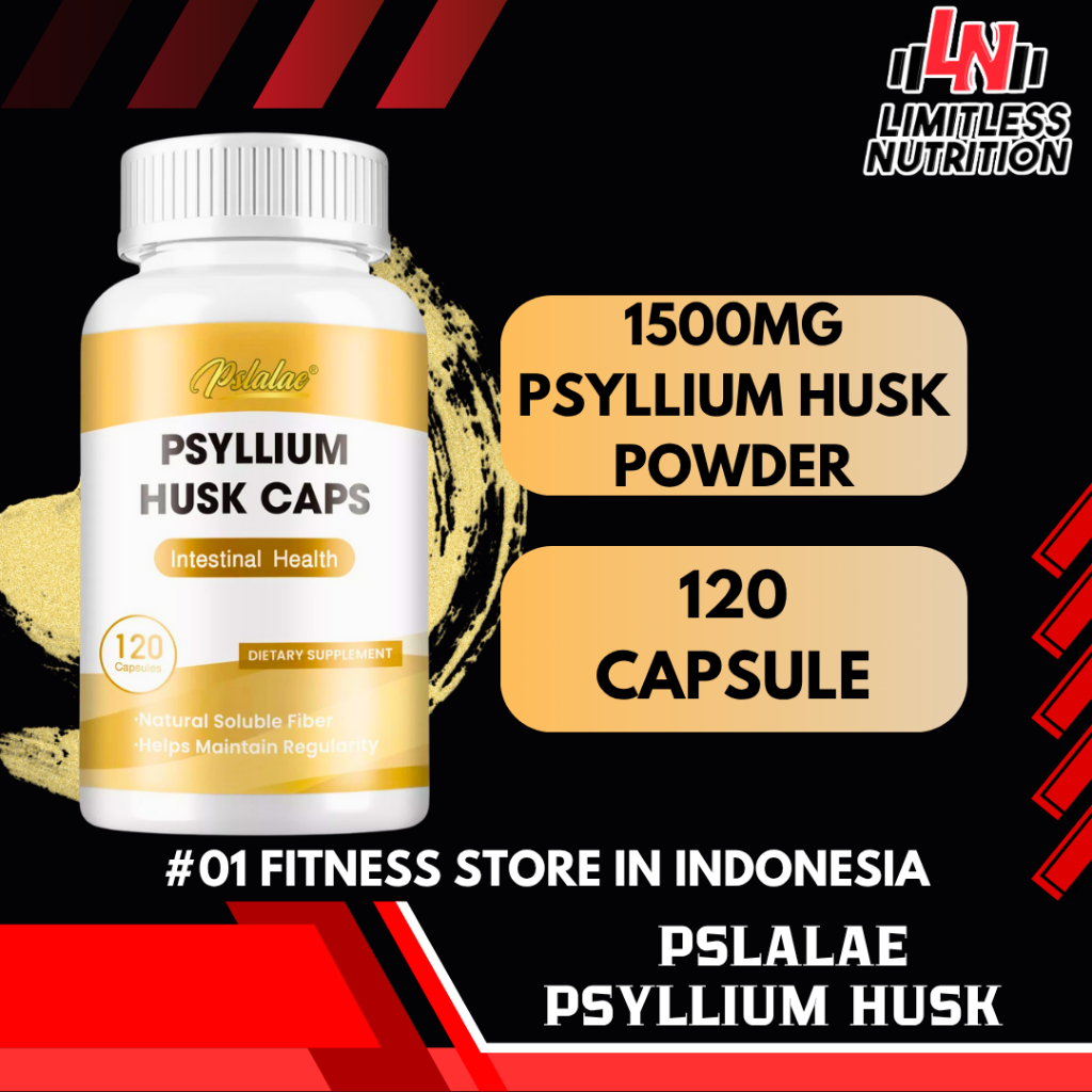PSLALAE USA Psyllium Husk 1500Mg - 120 Kapsul Natural Detox Support Digestive Health