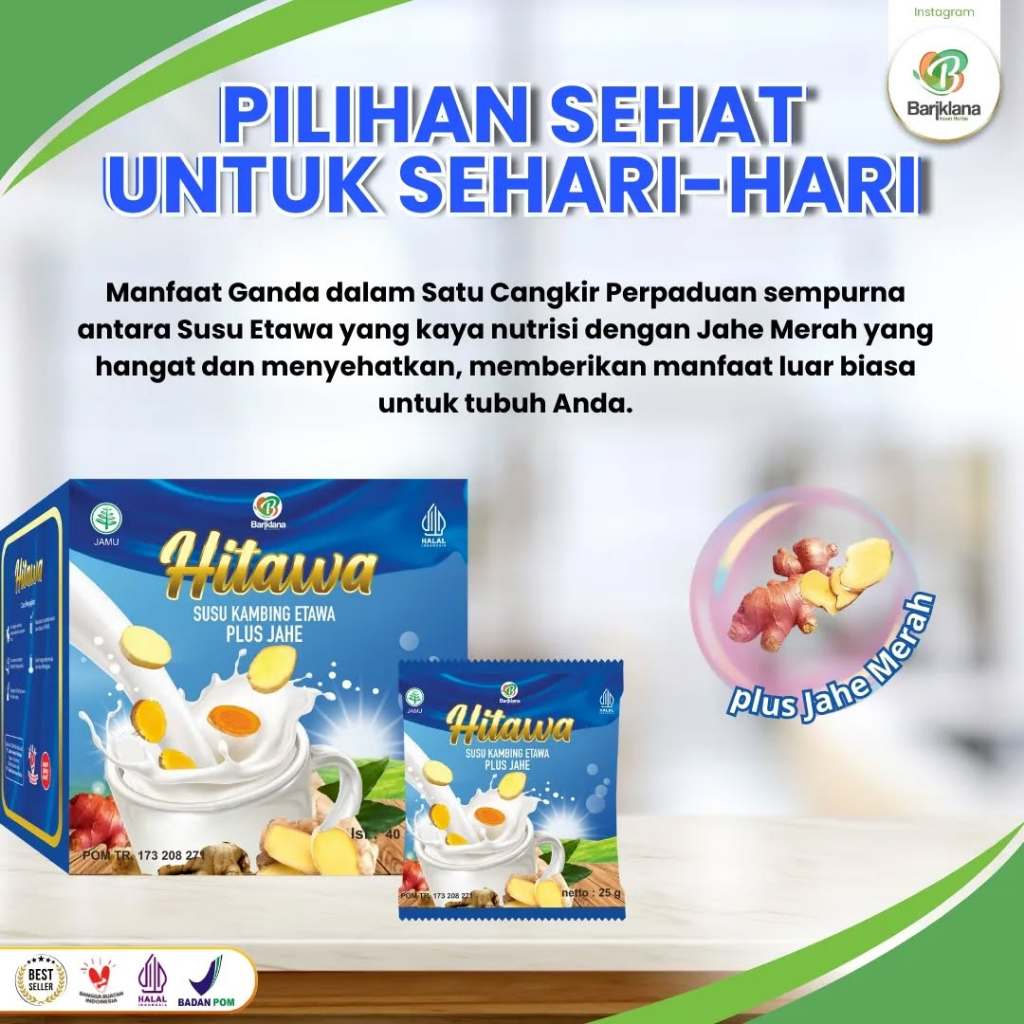 

HITAWA Sachet isi 40 sachet Susu Etawa Plus Jahe Merah Atasi Masalah Tulang dan Sendi
