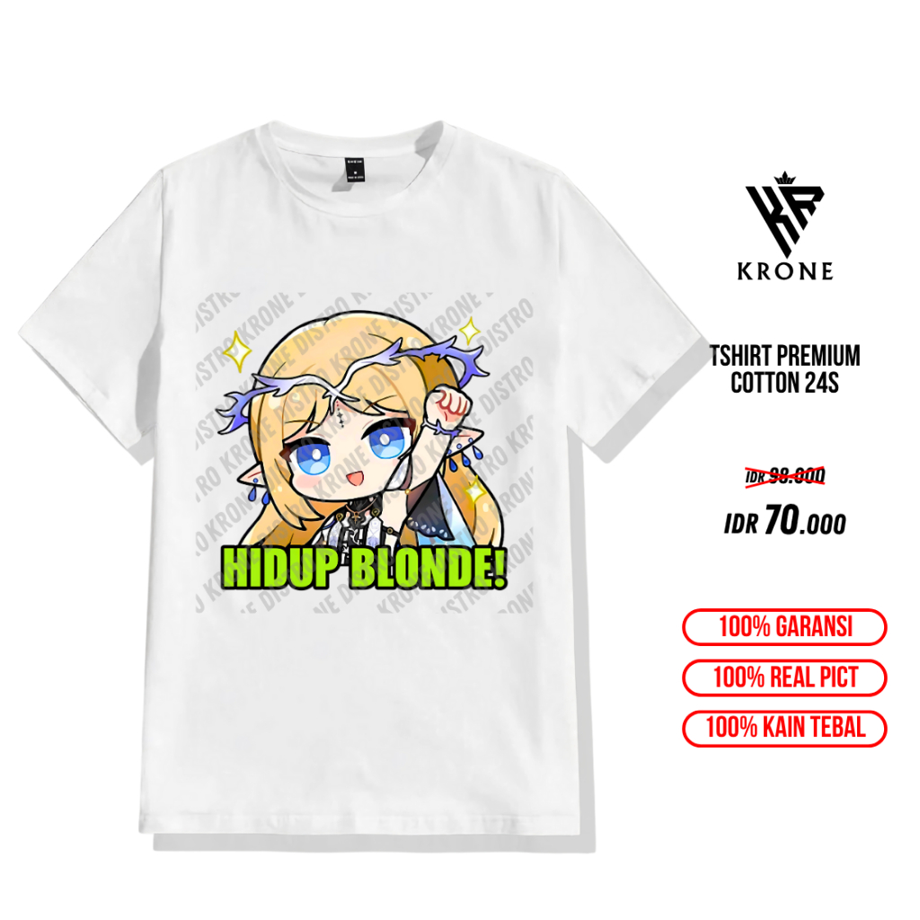 KAOS Anime CARTETHYIA MEME HIDUP BLONDE Katun 24s - Tshirt Distro Wuthering Waves Cartethyia