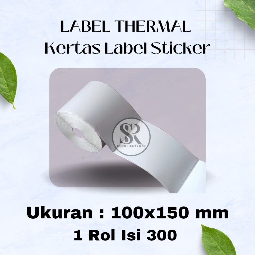 

Label Thermal / kertas label sticker ukuran 100x150 mm 1 rol isi 300