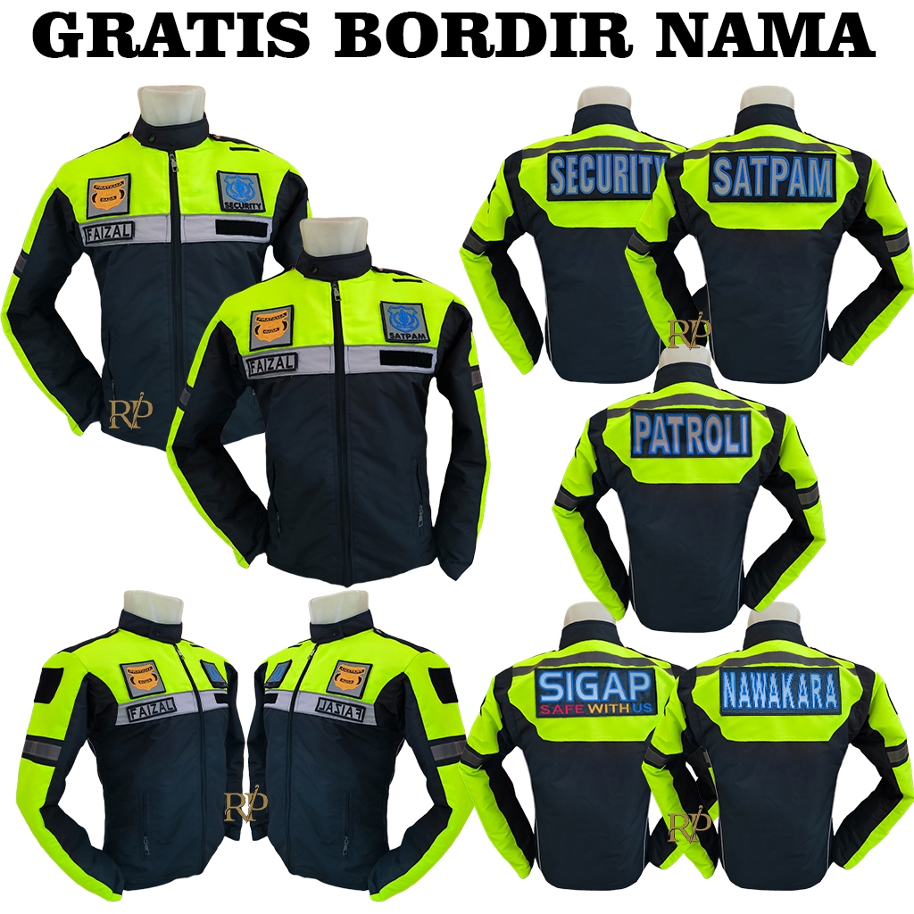 Jaket Security Satpam Model Strip Bahan Taslan Premium Anti Air Terbaru